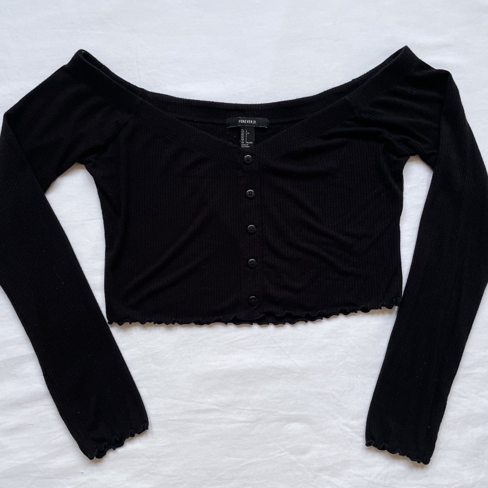 Forever 21 cropped off the shoulder long sleeve